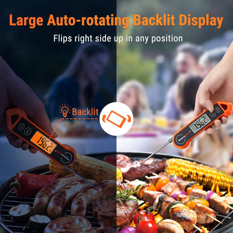 Digitales Küchenthermometer mit großem, drehbarem, beleuchtetem Display für Grill und BBQ.