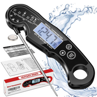 Digitales Fleischthermometer, wasserdicht, schwarz, LCD-Display, Küchenthermometer, sofortige Ablesung.