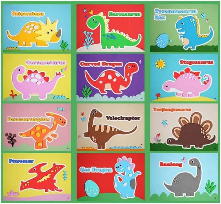 Bunte Dinosaurier-Puzzles für Kinder, 12-teilig, Lernspielzeug, Holz, pädagogisch.