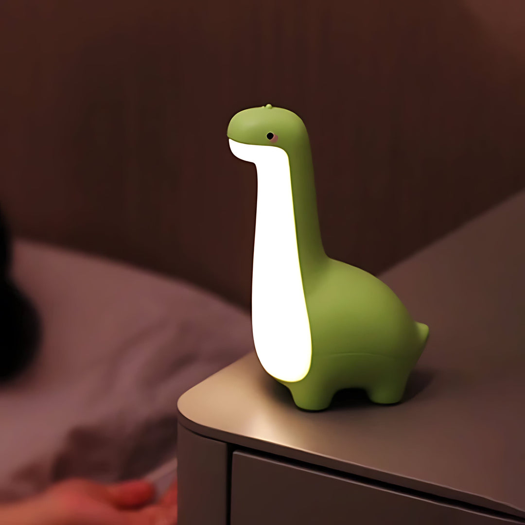 Grüne Dinosaurier-Nachtlampe aus Silikon, LED, Kinderzimmer, energiesparend, dekorativ.