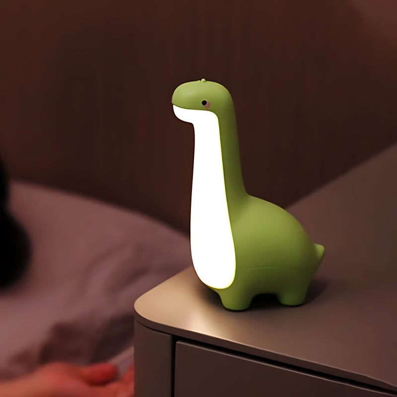 Grüne Dinosaurier-Nachtlampe aus Silikon, LED, Kinderzimmer, energiesparend, dekorativ.