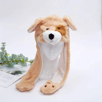 Hellbraune Plüsch-Hundemütze mit Ohren, Winteraccessoire, niedlich, warm, für Kinder und Erwachsene.