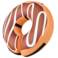 Donut-förmiges Nackenkissen, braun-orange, Reisekissen, ergonomisch, weicher Stoff.