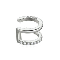 Silberner Ohrclip mit Zirkonia-Steinen, verstellbar, S925, eleganter Schmuck für Damen.