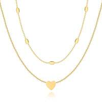 Goldene Herz-Halskette, doppellagig, Damen-Schmuck, modisch, elegantes Design.