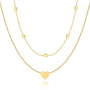 Goldene Herz-Halskette, doppellagig, Damen-Schmuck, modisch, elegantes Design.
