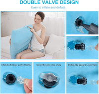 Aufblasbares Kissen mit Doppelventil, blau, bequem, leicht, ideal für Reisen und Camping.