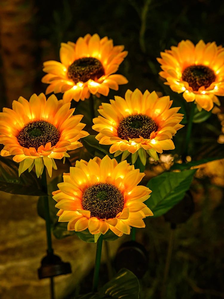 Leuchtende Sonnenblumen Solar Gartenleuchten, gelb, LED, dekorative Außenbeleuchtung.