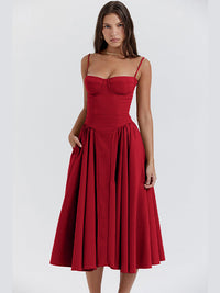 Elegantes Midi-Abendkleid mit Plisseesaum – Amara
