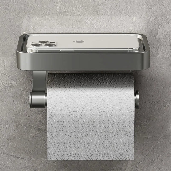 Toilettenpapierhalter mit Smartphone-Ablage, Edelstahl, wandmontiert, modernes Design