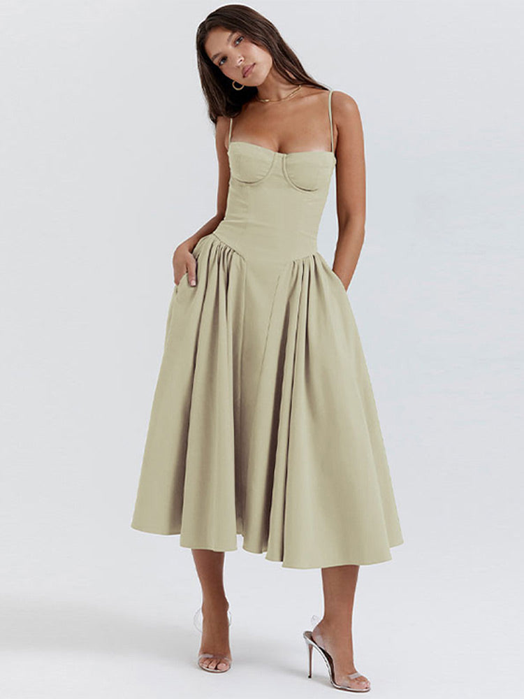 Elegantes Midi-Abendkleid mit Plisseesaum – Amara