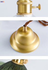 Goldene Vintage-Pendelleuchte, Glas, E27-Fassung, Retro-Design, Innenbeleuchtung.