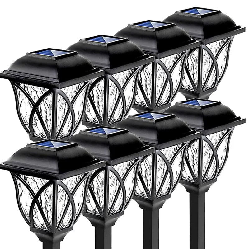 Schwarze Solar-Gartenleuchten, 10er-Set, LED, wetterfest, energiesparend, Außenbeleuchtung.