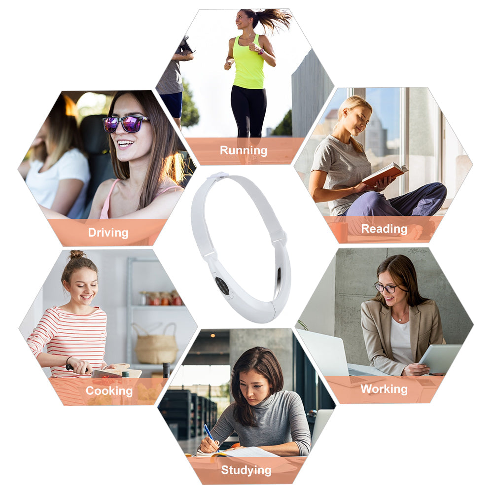 Weißer Nackenventilator, tragbar, freihändig, ideal zum Laufen, Lesen, Arbeiten, Studieren.