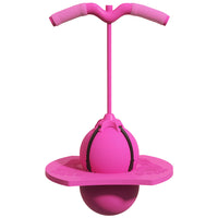 Rosa Pogo-Ball mit Griff, Balance-Spielzeug für Kinder, Outdoor-Sportgerät, Kunststoff.