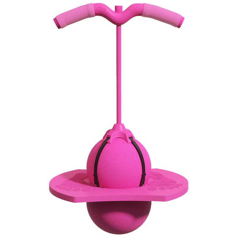 Rosa Pogo-Ball mit Griff, Balance-Spielzeug für Kinder, Outdoor-Sportgerät, Kunststoff.