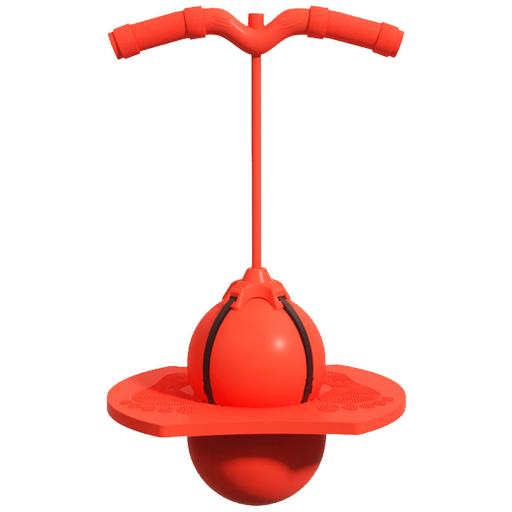 Roter Pogo-Ball mit Griff, Balance-Spielzeug für Kinder, Outdoor-Sportgerät, Kunststoff.
