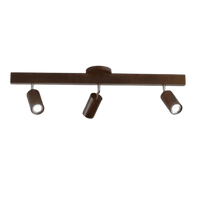 Braune Deckenleuchte mit drei verstellbaren LED-Spots, modernes Design, Innenbeleuchtung.