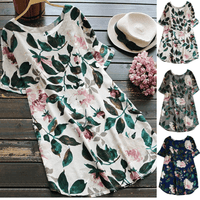 Blumiges Sommer Freizeitkleid mit kurzen Ärmeln für Damen – Malina