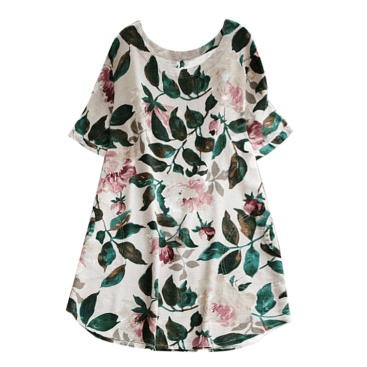 Blumiges Sommer Freizeitkleid mit kurzen Ärmeln für Damen – Malina