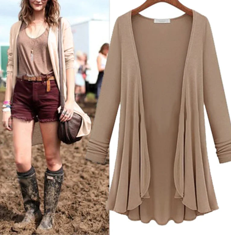 Damen Strick-Cardigan mit Rüschen – Chiara Herbstzauber