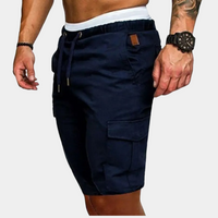 Dunkelblaue Herren-Shorts mit Taschen, Kordelzug, sportlich, lässig, Sommermode.