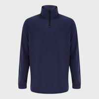 Dunkelblauer Herrenpullover mit Reißverschluss, langärmelig, aus Baumwolle, modisch.