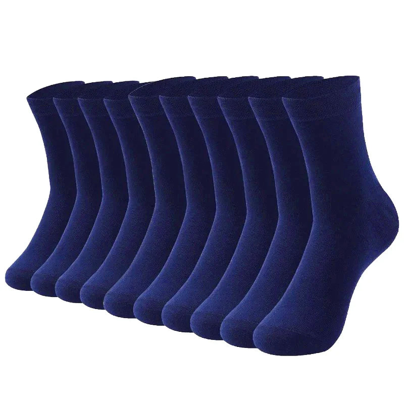 10 Paar dunkelblaue Baumwollsocken, knöchelhoch, bequem, atmungsaktiv, für Herren.