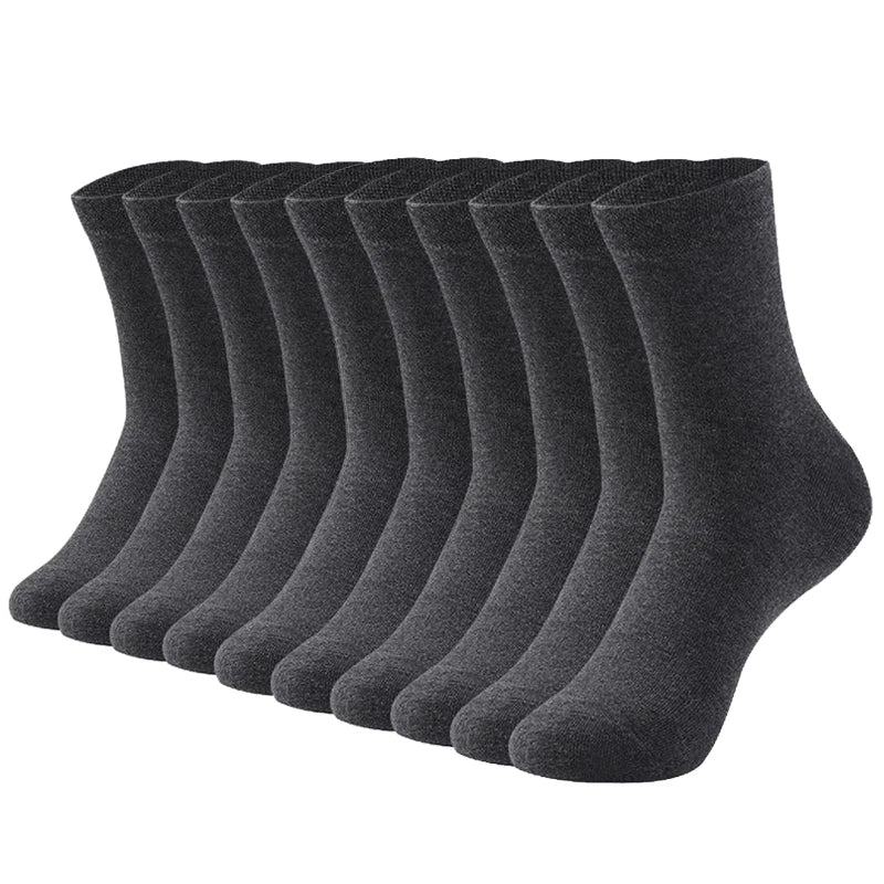 Zehn Paar schwarze Baumwollsocken, knöchelhoch, nahtlos, bequem, für Herren und Damen.