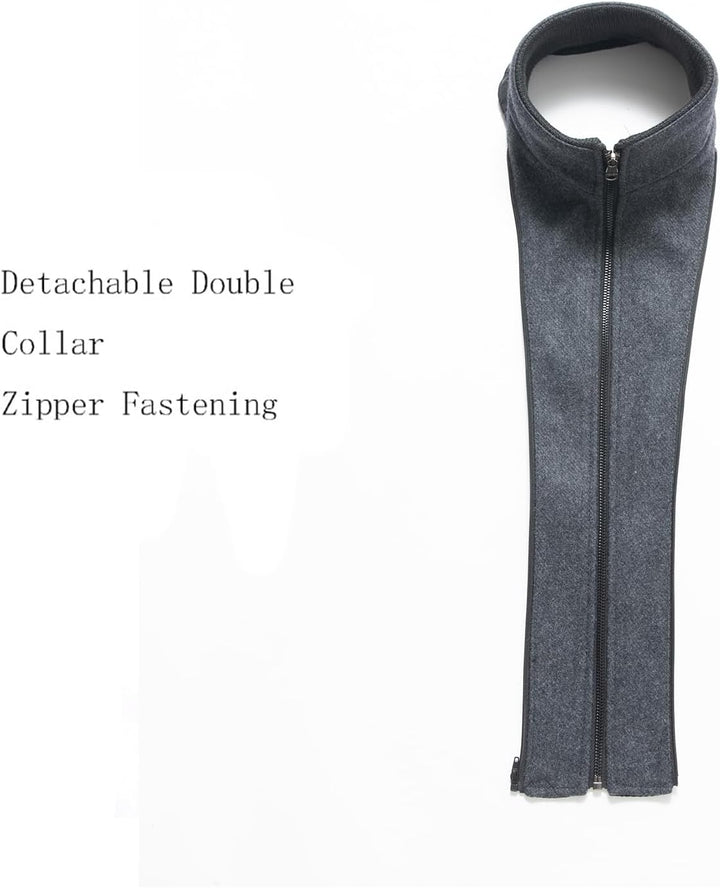Abnehmbarer Doppelkragen, Reißverschluss, dunkelgrau, modisches Accessoire, vielseitig.