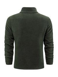Dunkelgrüner Fleece-Pullover für Herren, langärmelig, warm, ideal für Outdoor-Aktivitäten.