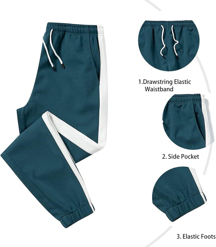 Dunkelgrüne Jogginghose mit Kordelzug, Seitentasche, elastischem Bund und Beinabschlüssen.