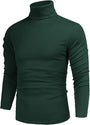 Dunkelgrüner Rollkragenpullover für Herren, langärmelig, Baumwolle, modisch, bequem.