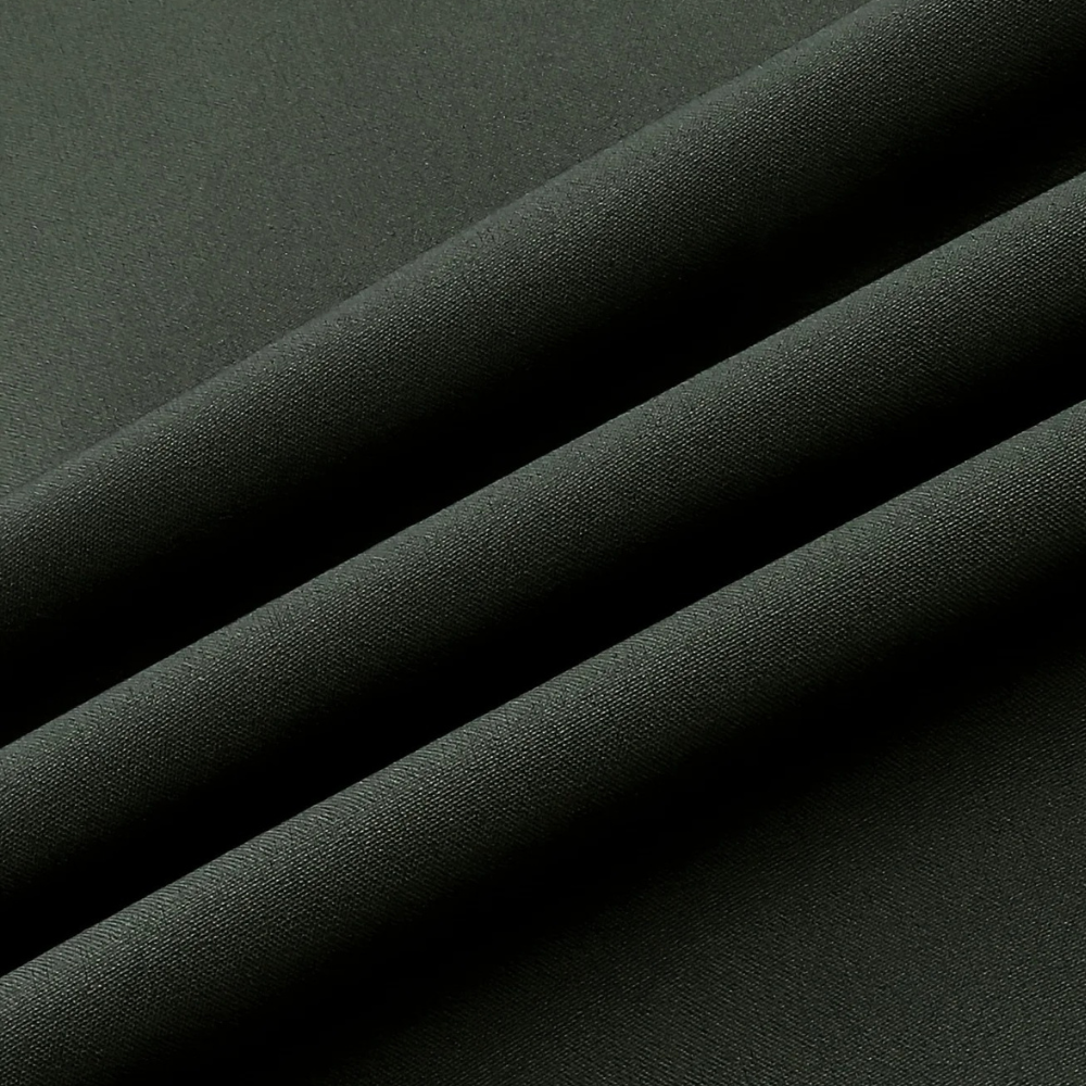 Dunkelgrüner Stoff, Nahaufnahme, Textur, weiches Material, Mode, Bekleidung, Stoffdesign.