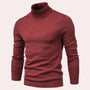 Dunkelroter Rollkragenpullover für Herren, Strick, langärmelig, modisch.