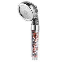 Duschkopf mit Mineralperlen, transparent, verchromt, Wasserfilter, Spa-Effekt, Badezimmerzubehör