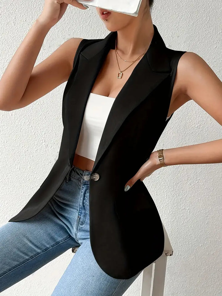 Herbstliche Trendige Ärmellose Blazer mit Knopfdetails - Yara