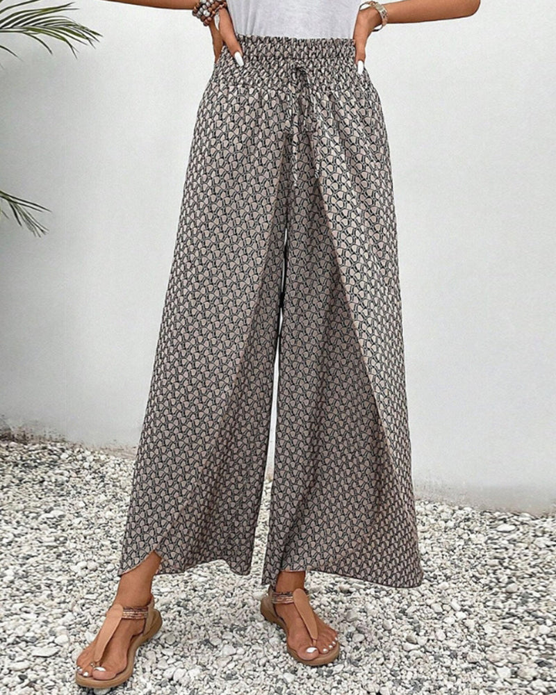 Damenhose mit hohem Bund & geometrischem Muster – Sapphira
