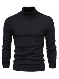 Schwarzer Rollkragenpullover Herren, Strick, langärmelig, elegant, warm, modisch.