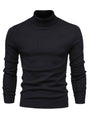 Schwarzer Rollkragenpullover Herren, Strick, langärmelig, elegant, warm, modisch.