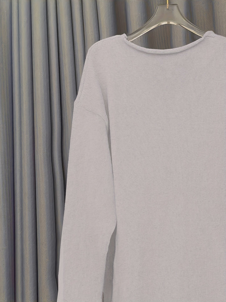 Damen Oversize-Pullover mit V-Ausschnitt & Muster – Alenia