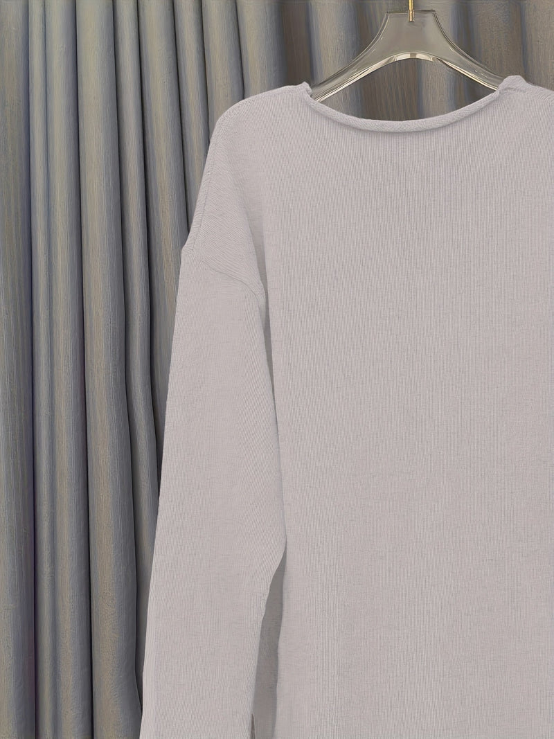 Damen Oversize-Pullover mit V-Ausschnitt & Muster – Alenia