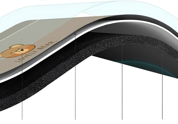 Schichten eines rutschfesten, wasserdichten Spielteppichs mit Bärendesign, Schaumstoff, mehrfarbig.