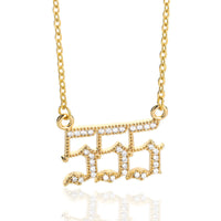 Goldene Halskette mit funkelndem Anhänger, Zirkonia, modisch, elegant, Schmuck für Damen.