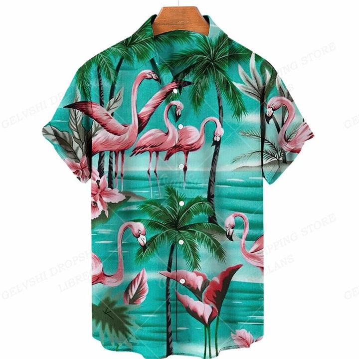 Tropisches 3D Flamingo Hemd – Kai
