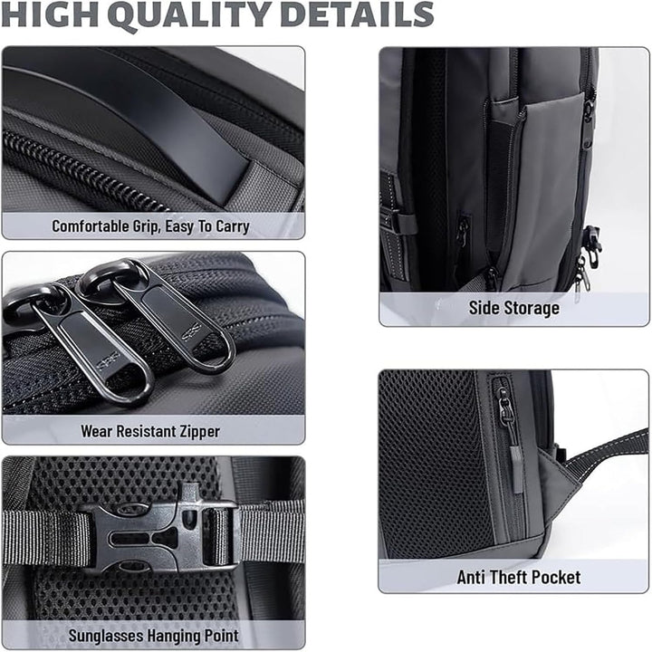 Ausziehbarer Kompressions-Reiserucksack mit Diebstahlschutzschloss und Nassfach