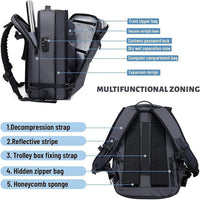 Ausziehbarer Kompressions-Reiserucksack mit Diebstahlschutzschloss und Nassfach