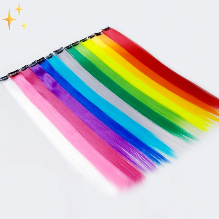 Clip-in Regenbogen Haartressen – Ruby