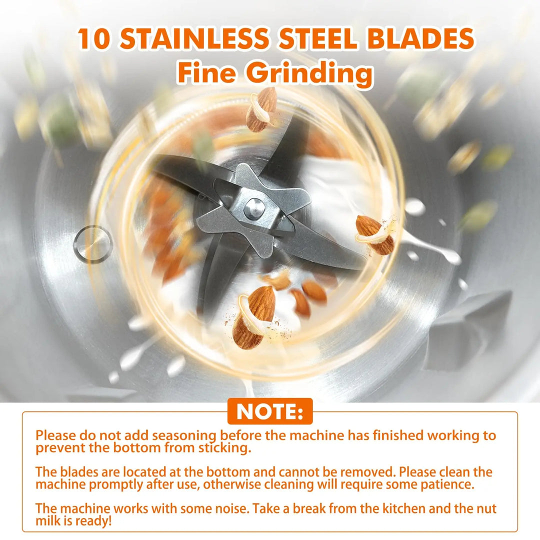 Hochleistungsmixer mit 10 Edelstahlklingen, feines Mahlen, Küchenzubehör.