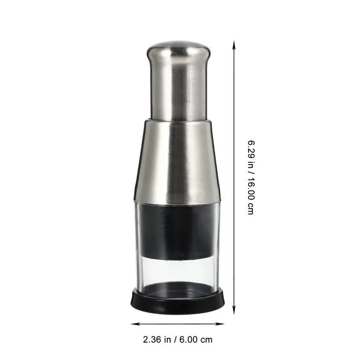 Edelstahl Gewürzmühle, manuell, transparent, 16 cm hoch, ideal für Küche, Gewürze mahlen.